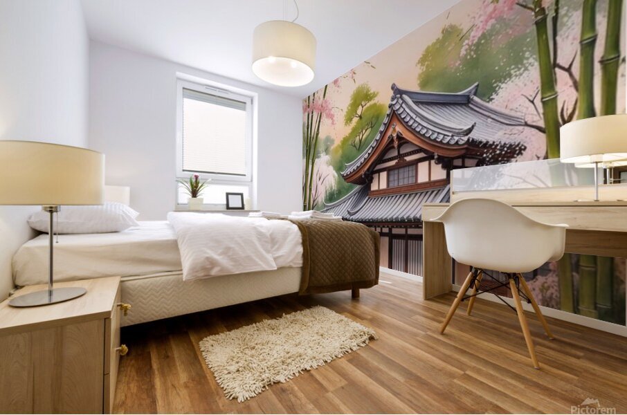 Art of an old Japanese house Mural print