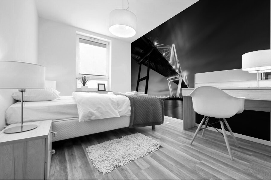 Charleston Bridge Vanishing Point in Black and White Mural print