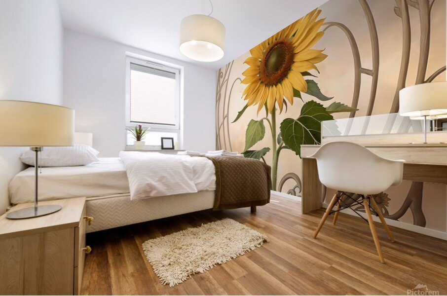 Nature’s Grace: Sunflowers in Art Nouveau Style Mural print