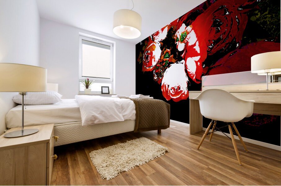 Abstract Snow Covered Rose Bouquet Mural print