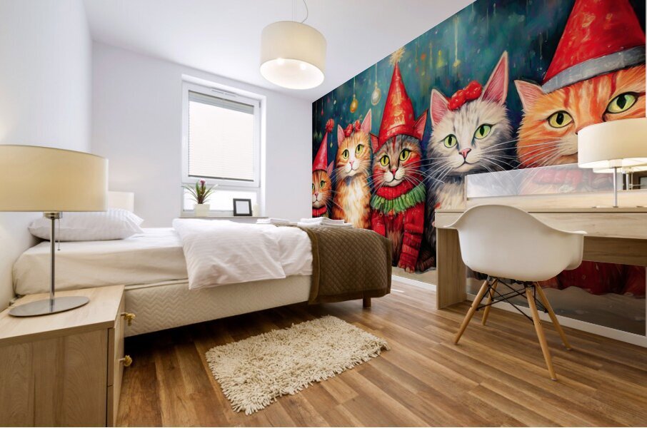 Funky Christmas Cats  Mural print
