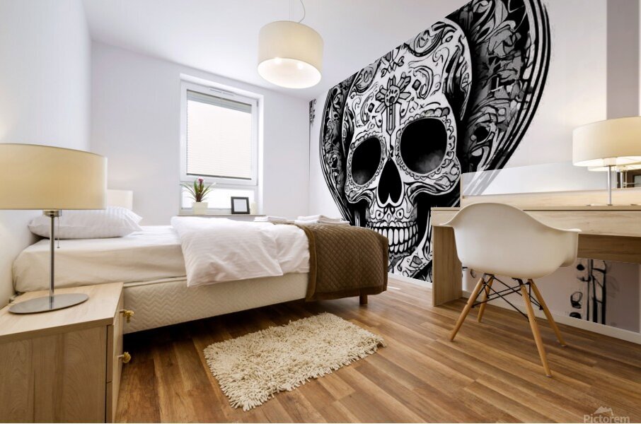  Symbols of Life  Sugar Skulls Hearts and Crosses Mural print