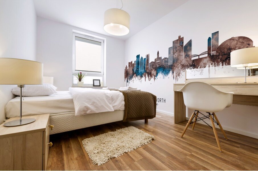 Fort Worth Texas Skyline Sepia Mural print