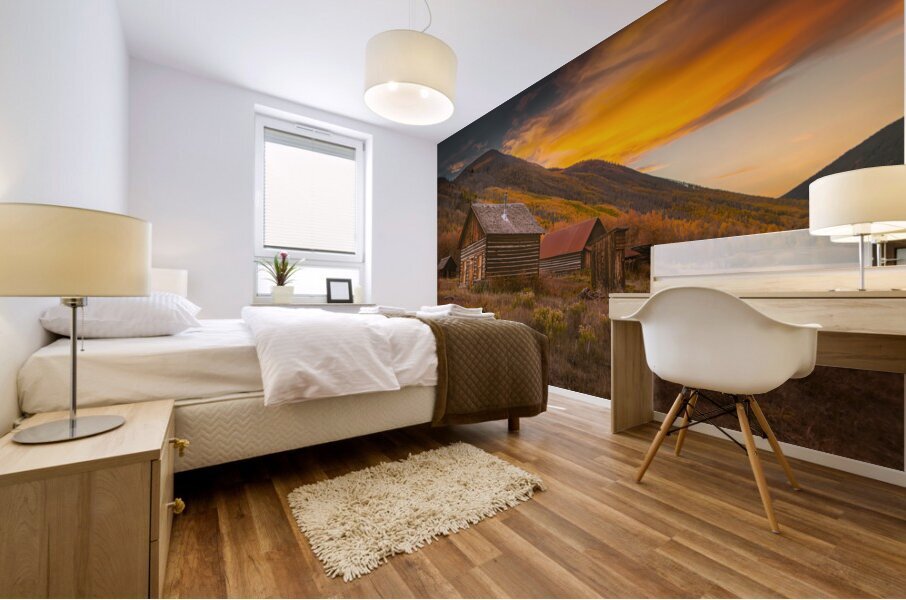 Bathed in Sunset Hues Colorado Cabin Mural print