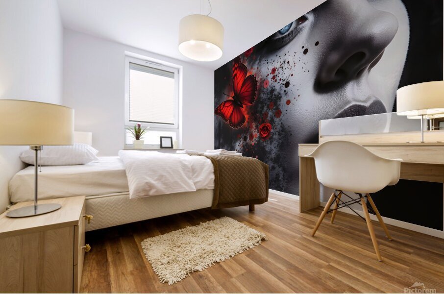 Red butterfly Mural print