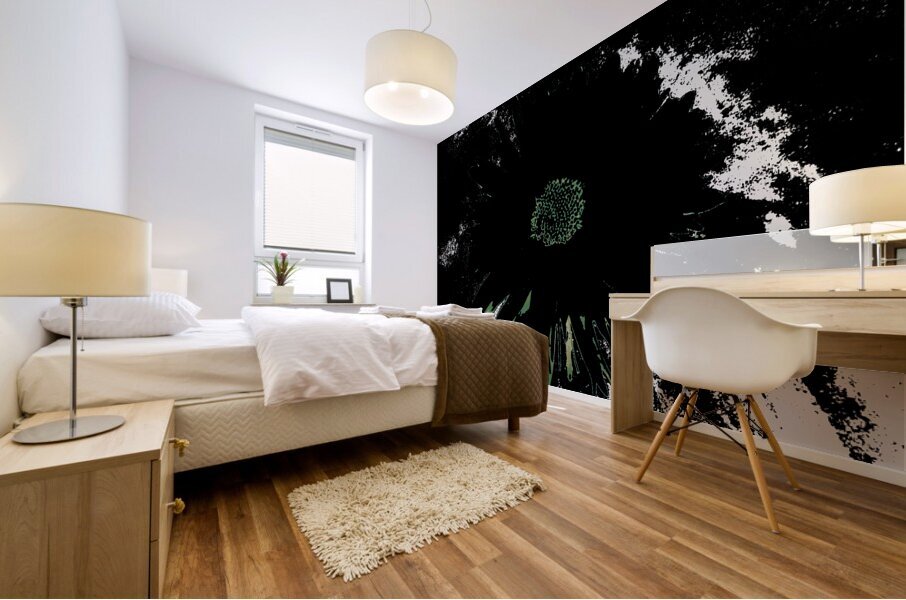 Abstract Dark Daisy on a Dark Abstract Background Mural print