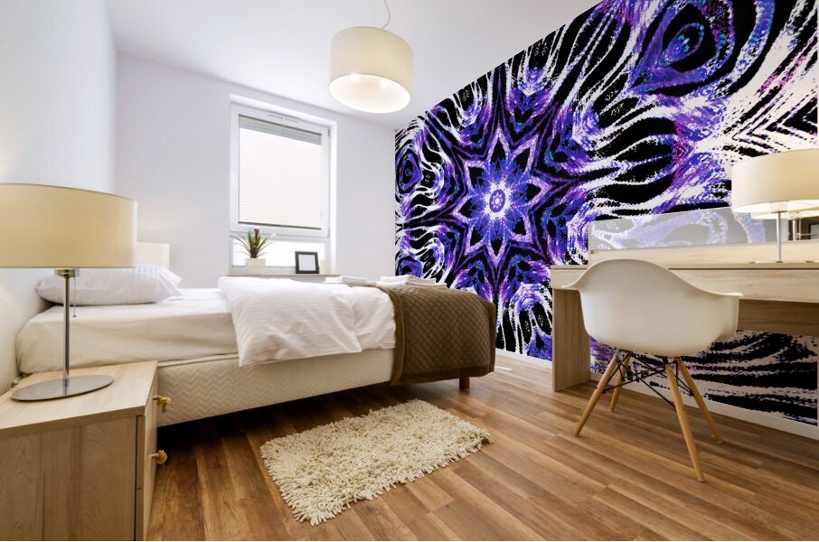 Abstract Symmetrical Purple and White Mural print