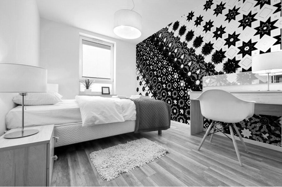 Abstract Black and White Shapes Mural print