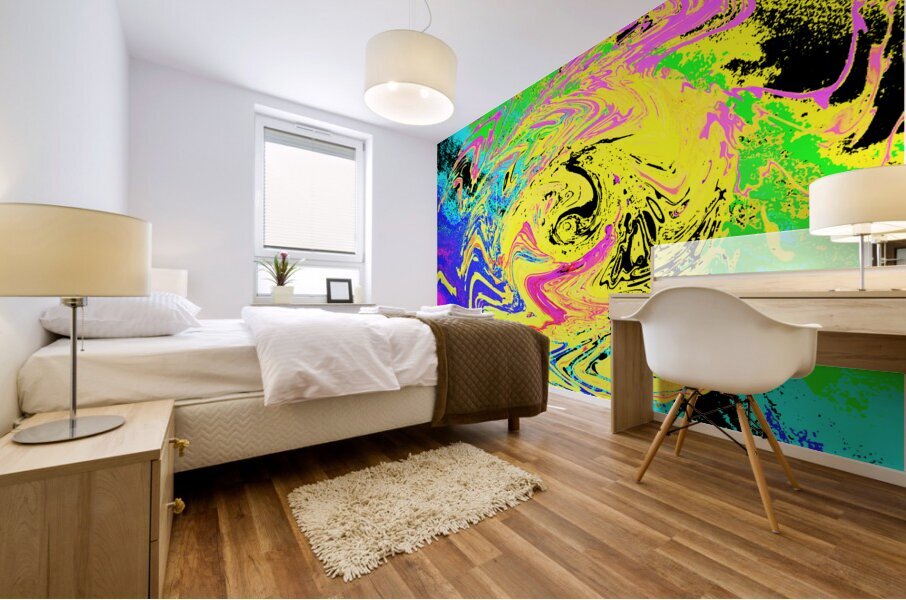 Abstract Swirling Psychedelic Colours Mural print