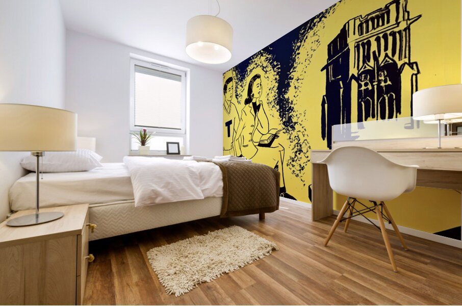 vintage toledo campus art Mural print