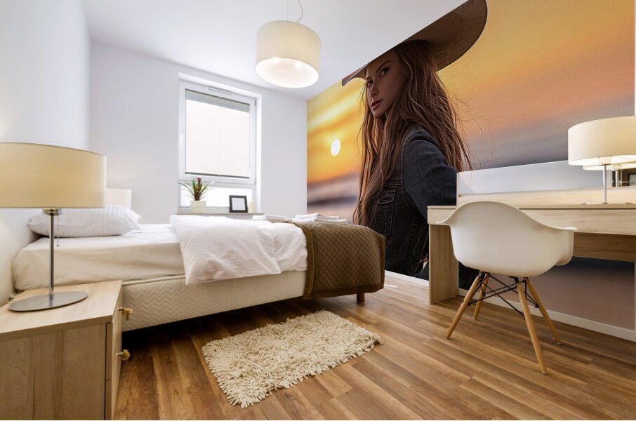 The Sunset Cowgirl Mural print