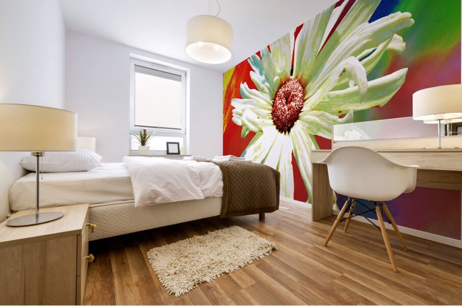 Abstract Vibrant Daisy Flower on an Abstract Background Mural print