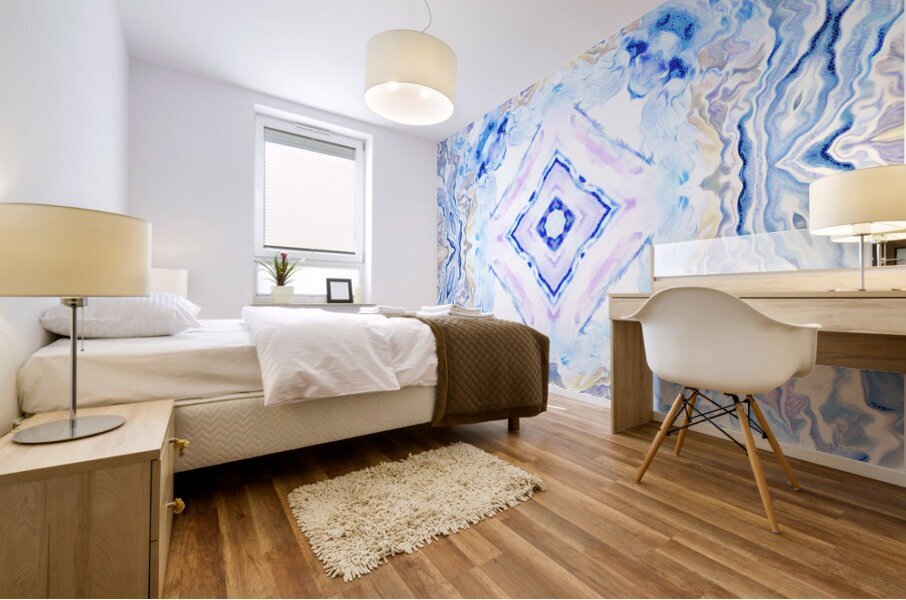 Abstract Blue Lavender Kaleidoscope Flow Mural print