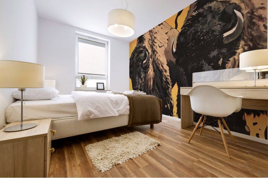 Vintage Buffalo Art by Fred Ludekens Mural print
