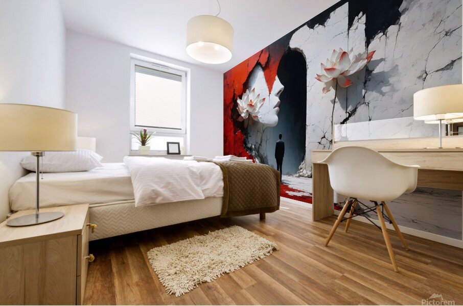 White and red Mural print