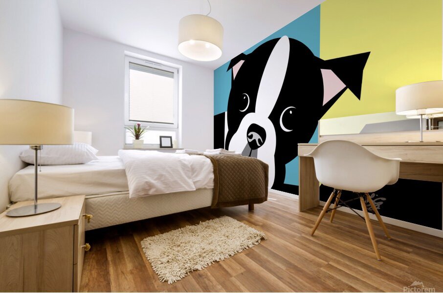 Boston Terrier Geometric Abstract Mural print