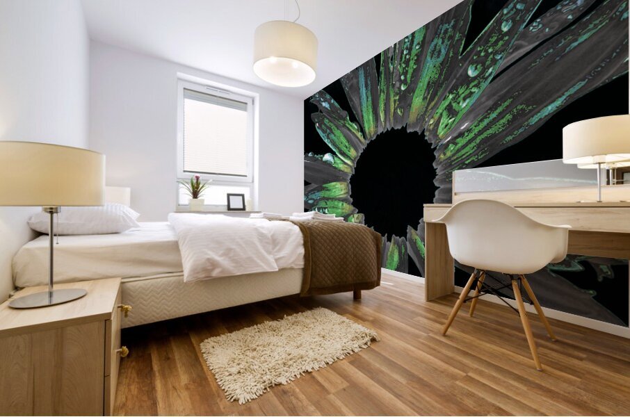 Abstract Daisy Green Petals Mural print