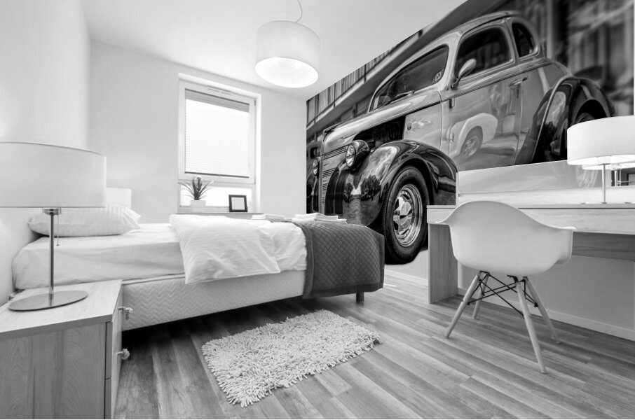 1939 PONTIAC CUSTOM COUPE B&W Mural print