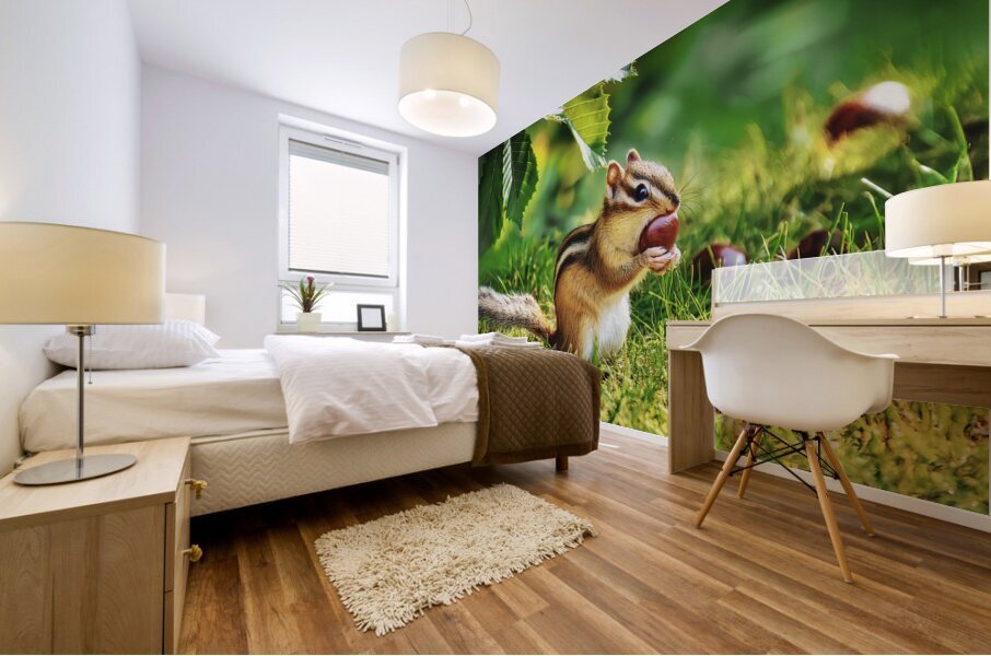 CHIPMUNK WITH A CHESTNUT Mural print