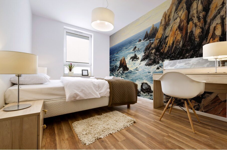 CRAGGY ROCKS ON SHORE Mural print