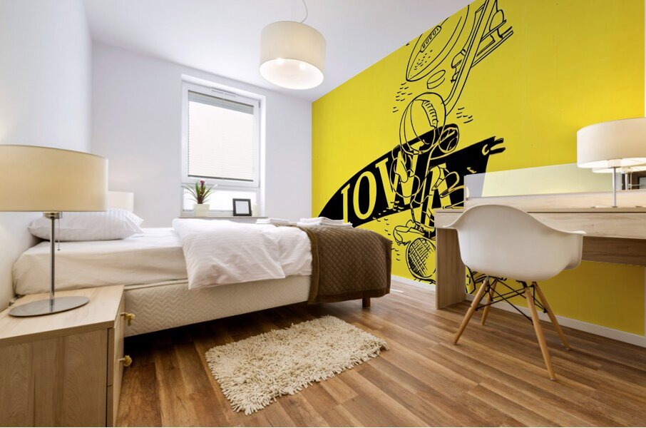 1940s Iowa Sports Art Mural print