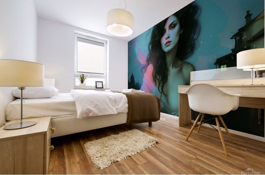 Woman seeking Shelter Mural print