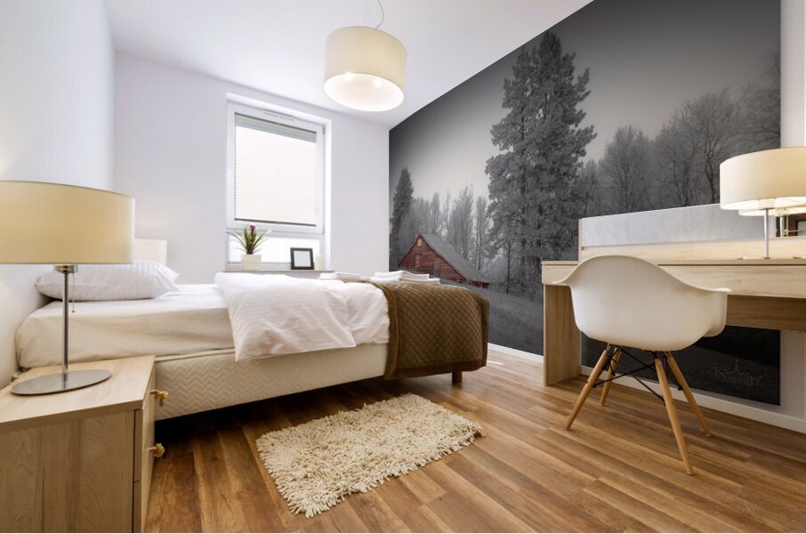 Winter Barn Mural print