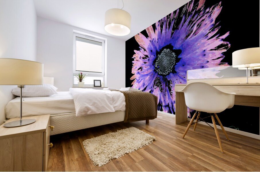 Abstract Daisy on a Dark Background Mural print