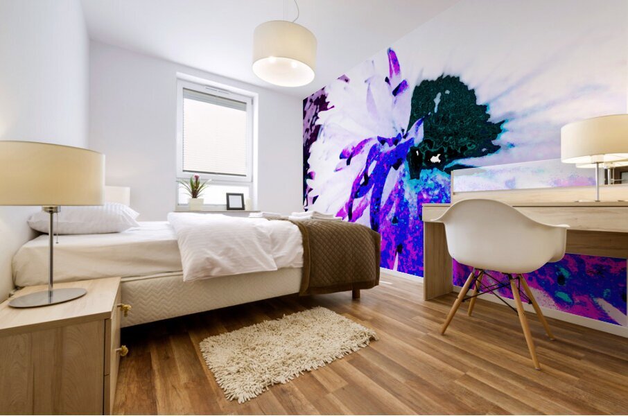 Abstract Daisy Blue Centre Mural print