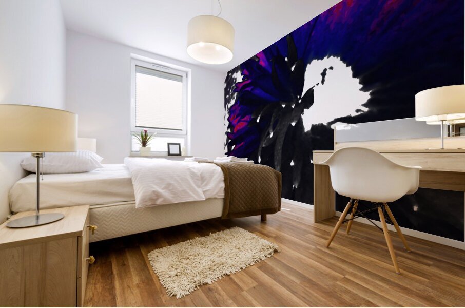 Abstract Purple and Red Daisy Mural print