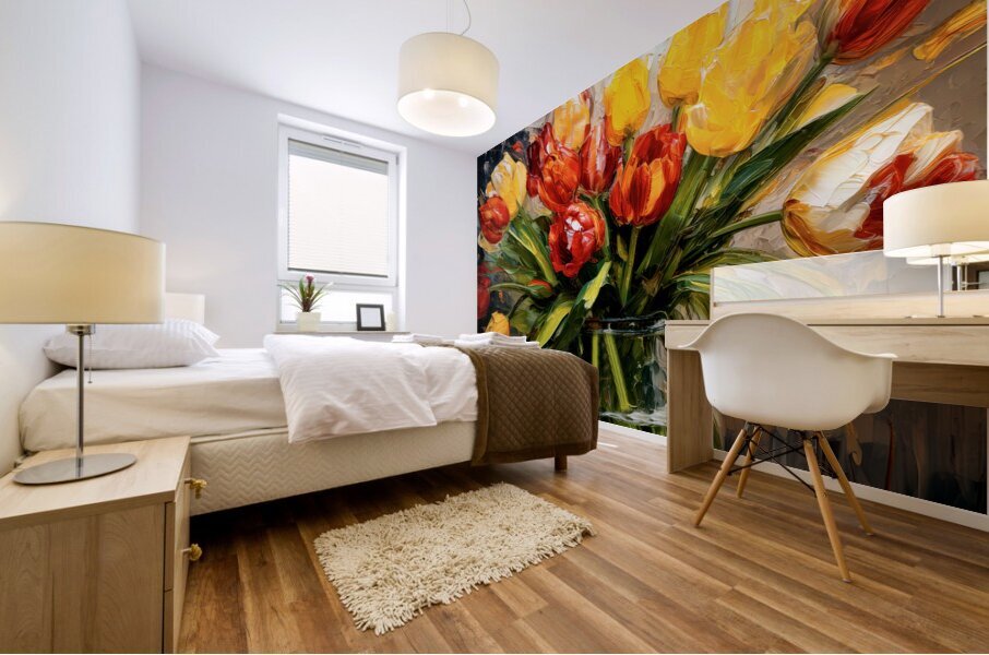 Red and Yellow Tulips Mural print