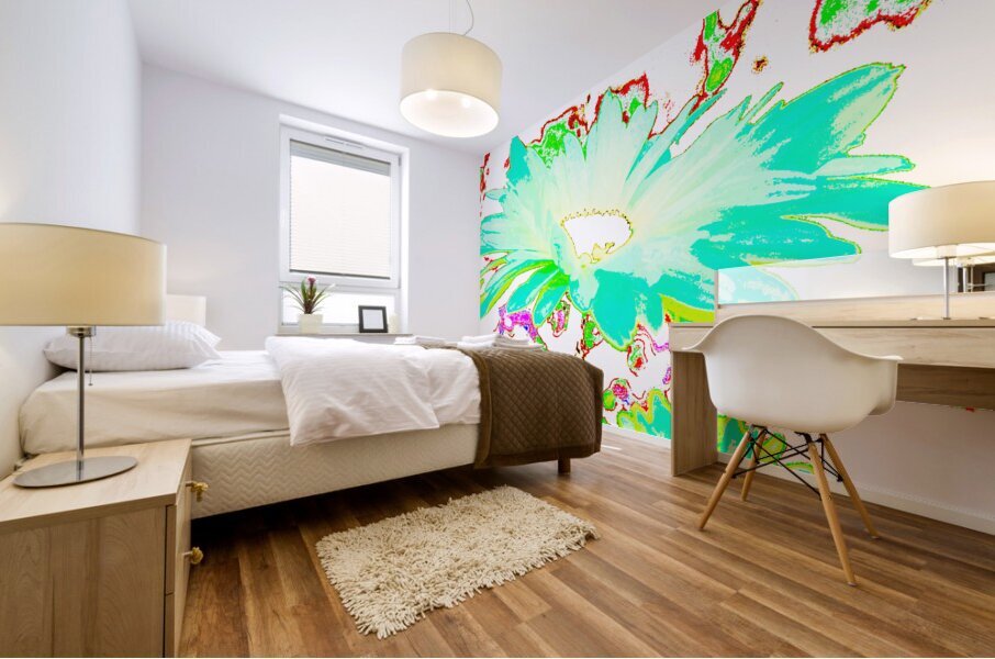 Abstract Colourful Psychedelic Daises Mural print