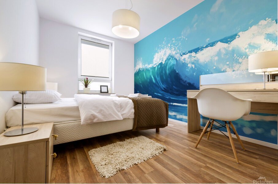 Color Ocean Waves. Hand Painted on Canvas.  Ocean Water.  Turquoise Art Background. Trendy Watercolor Marble Pattern.  Mural print