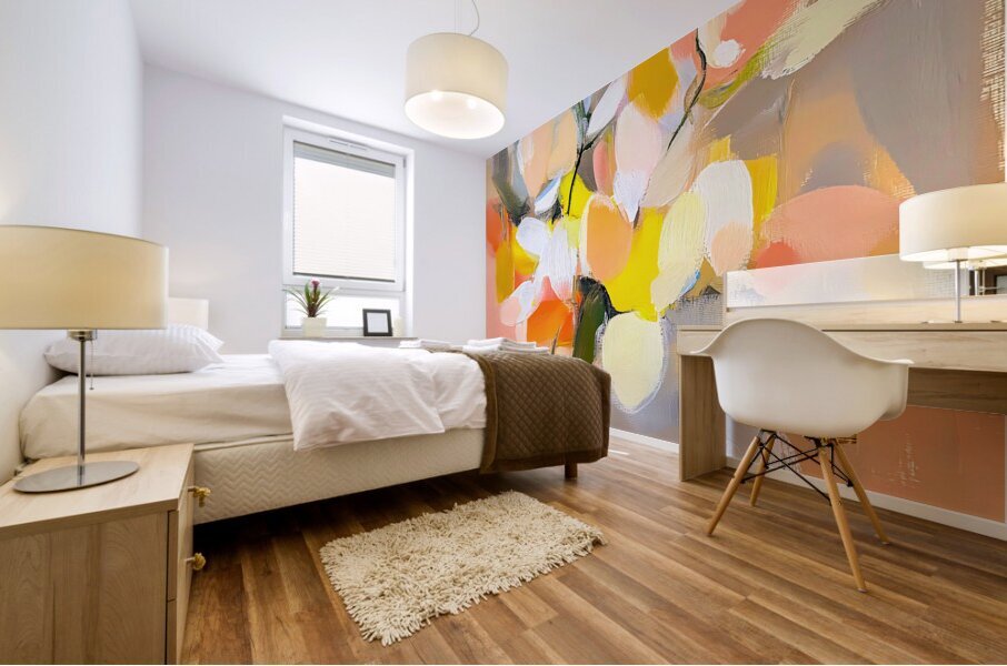 White Flowers Abstract Mural print