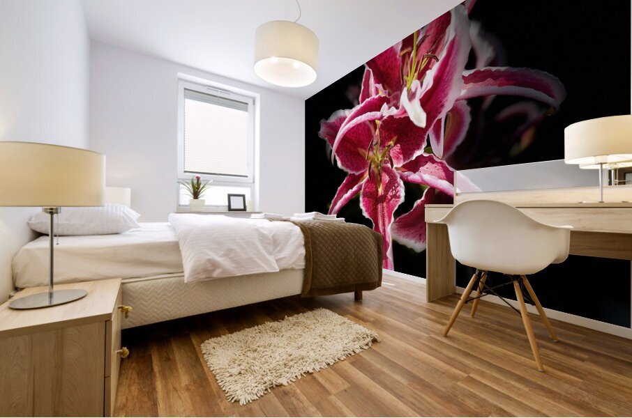 Vibrant Pink Lilies Mural print