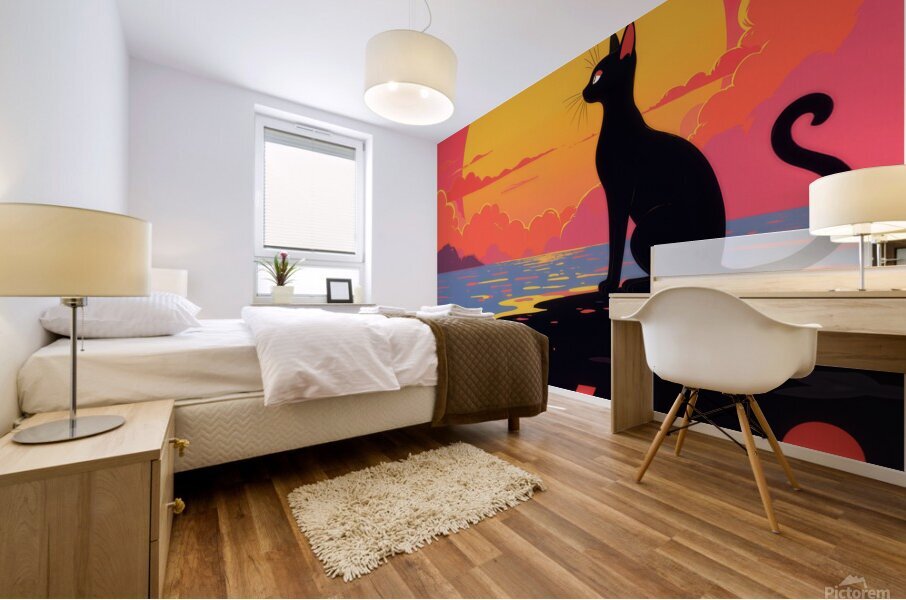 Metow retro for cats lovers Mural print