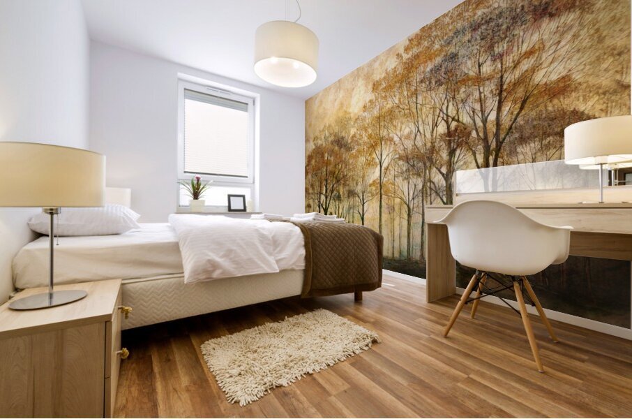 Trees in Morning Mural print