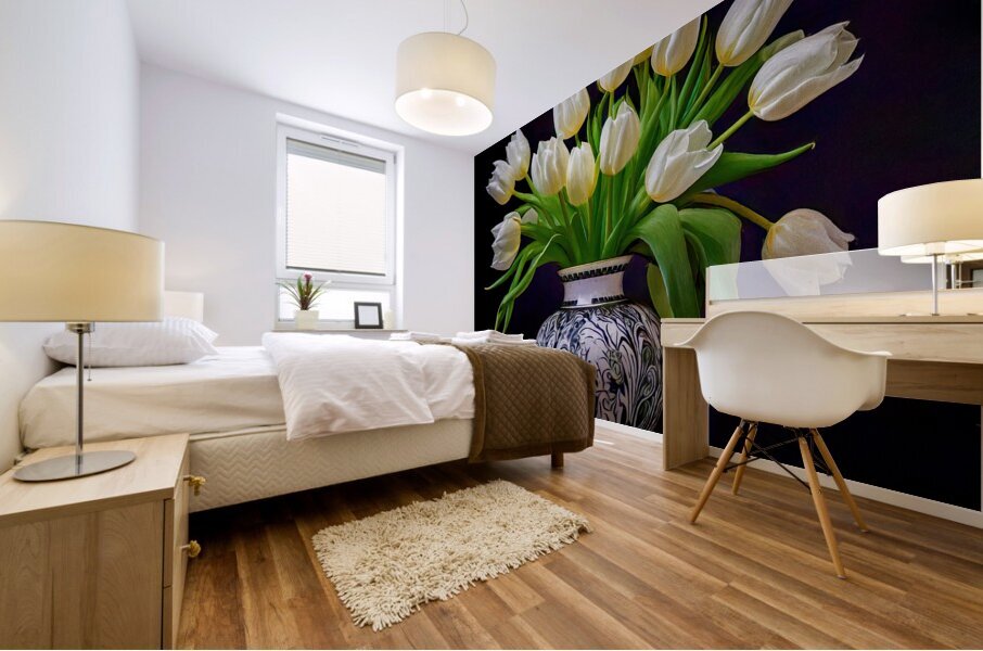 White Tulips in My Best Vase Mural print