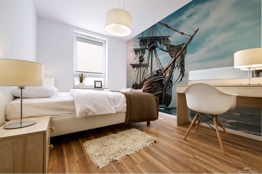 Ghostly Galleon at Dawn Mural print