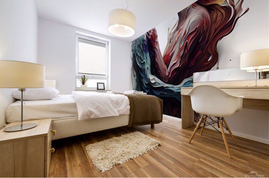 Passionate Flow: A Fusion of Love and Art Mural print