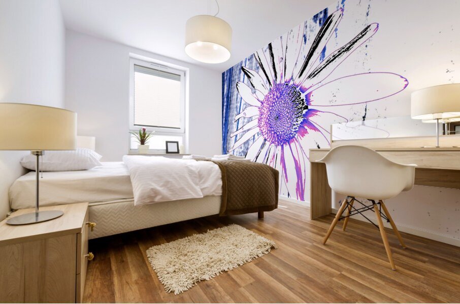 Abstract Daisy on a Bold Striped Background Mural print