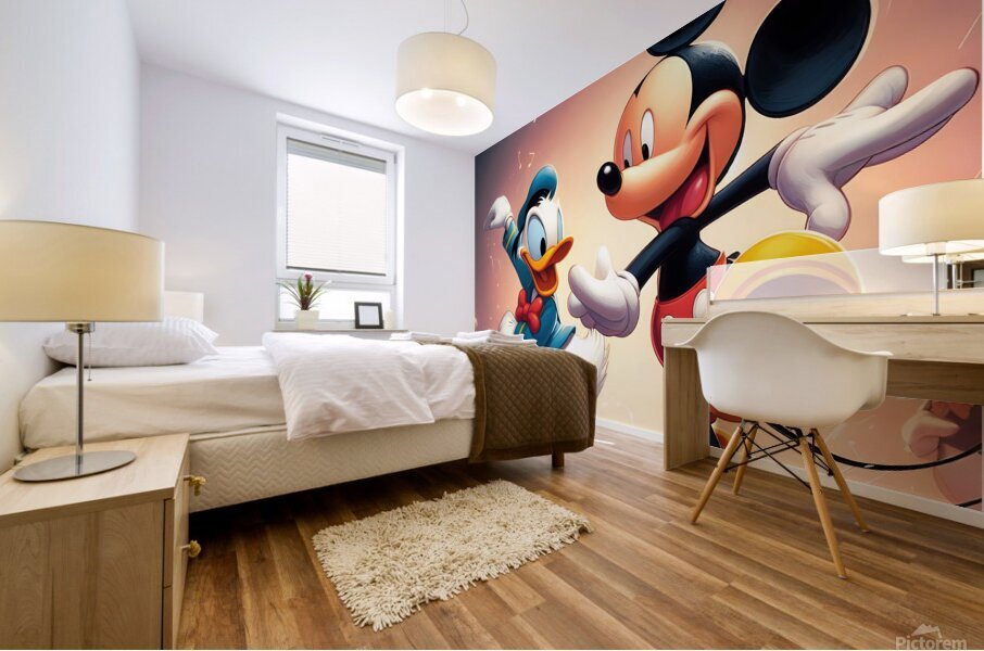 Mickey and Donalds Dance Party Mural print