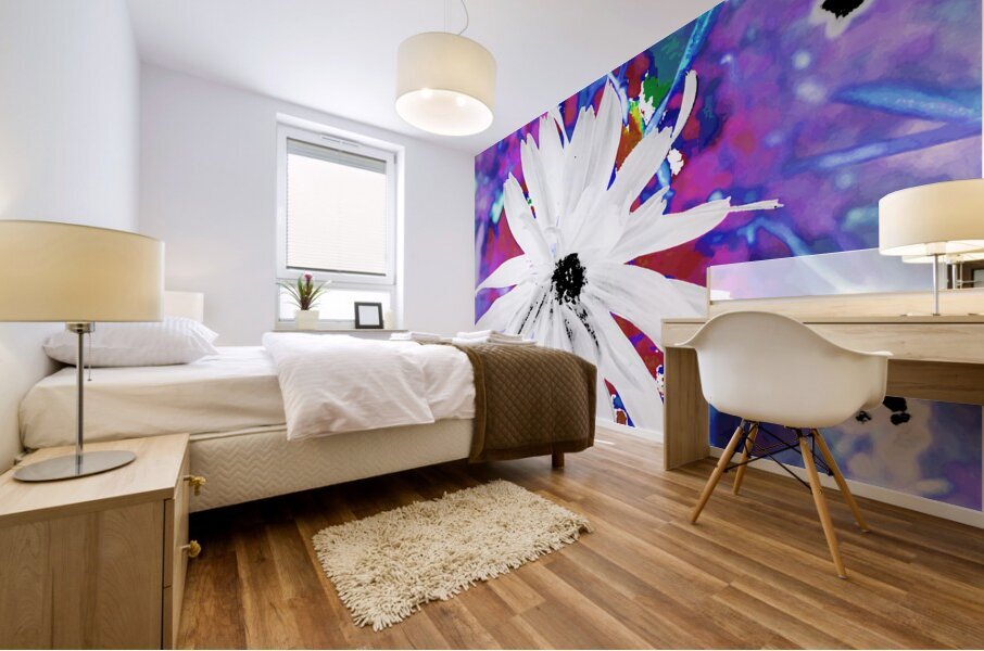 Abstract Surreal White Daisy Mural print