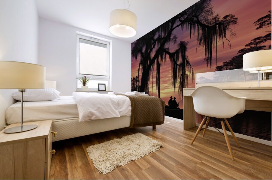 FISHING ON THE BAYOU Mural print