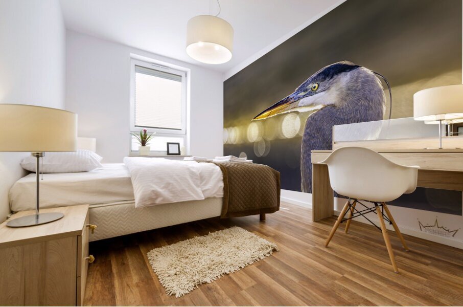 Golden Great Blue Mural print