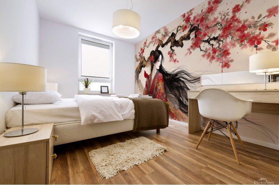 Ethereal Beauty Under the Cherry Blossoms Mural print