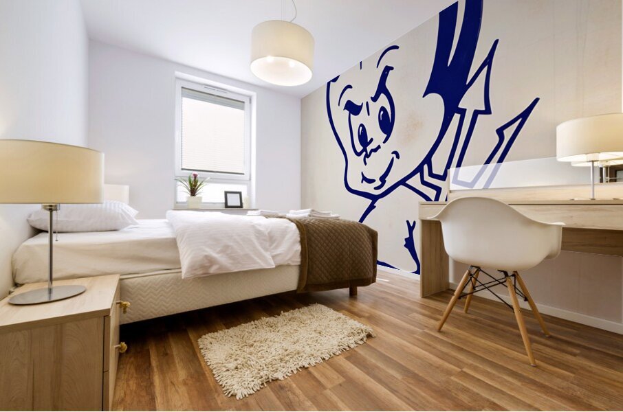 Vintage 1950s Duke Blue Devil Baby Cartoon Art Mural print