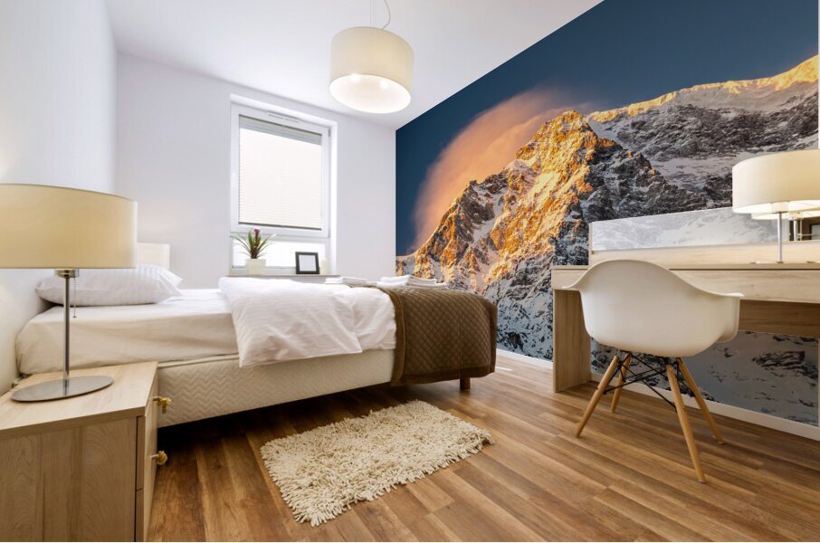 The Majestic Ortler Mountain in the European Alps at Sunrise Mural print
