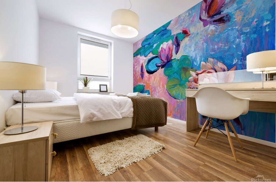 Vibrant Water Lilies Impressionist Art Poster – Monet-Inspired Wall Decor Mural print