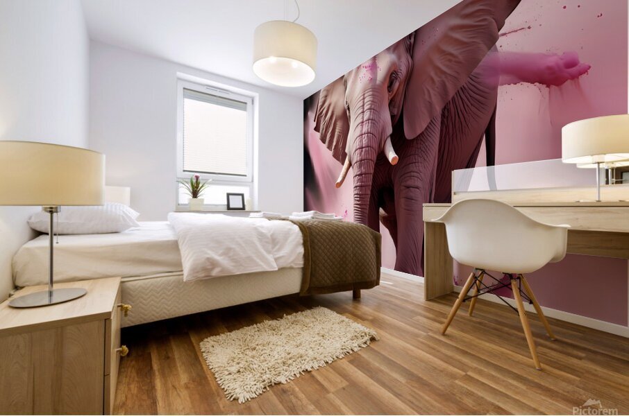 Dynamic Elephant - Colorful Wildlife Art Mural print